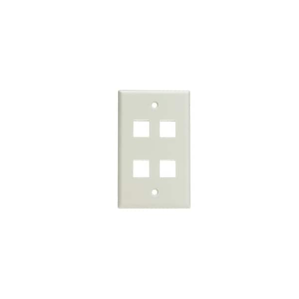 Cable Wholesale Keystone Wall Plate, White, 4 Port, Single Gang 301-4K-W - main